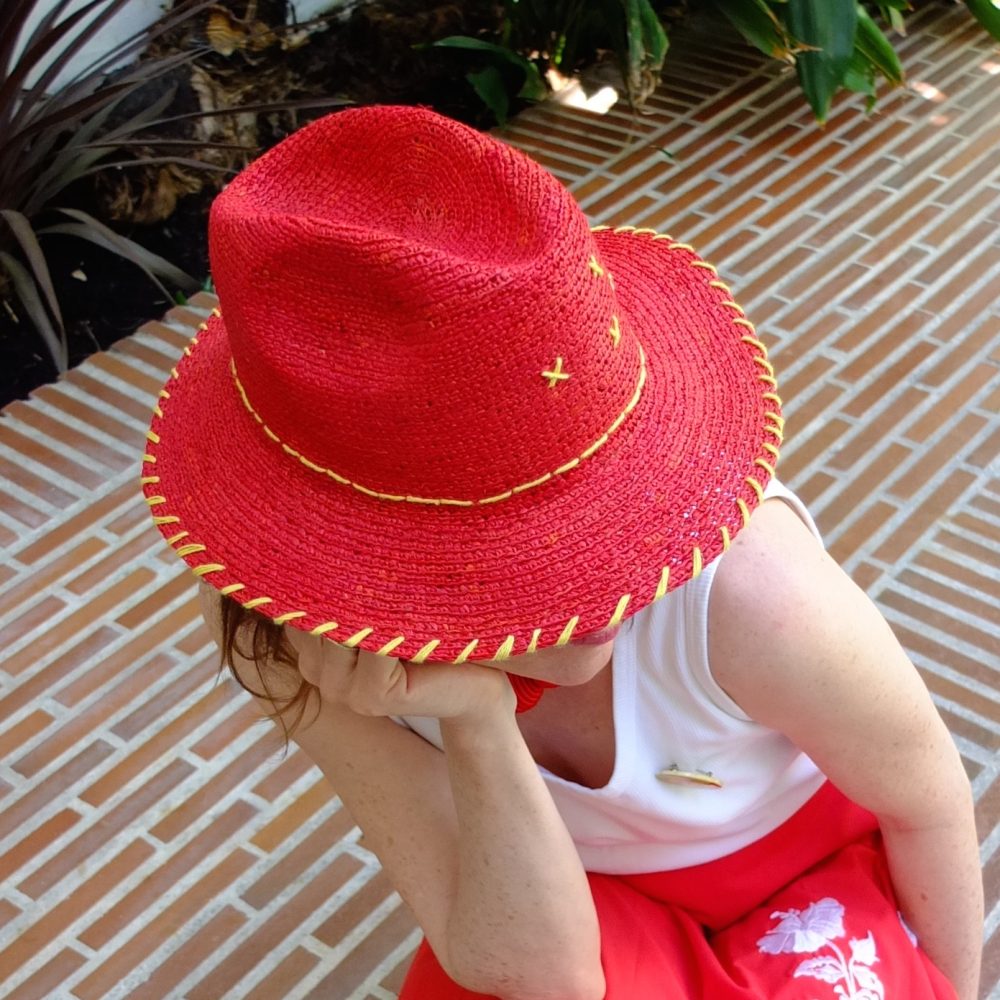 Lola borsalino raffia rouge – Image 2