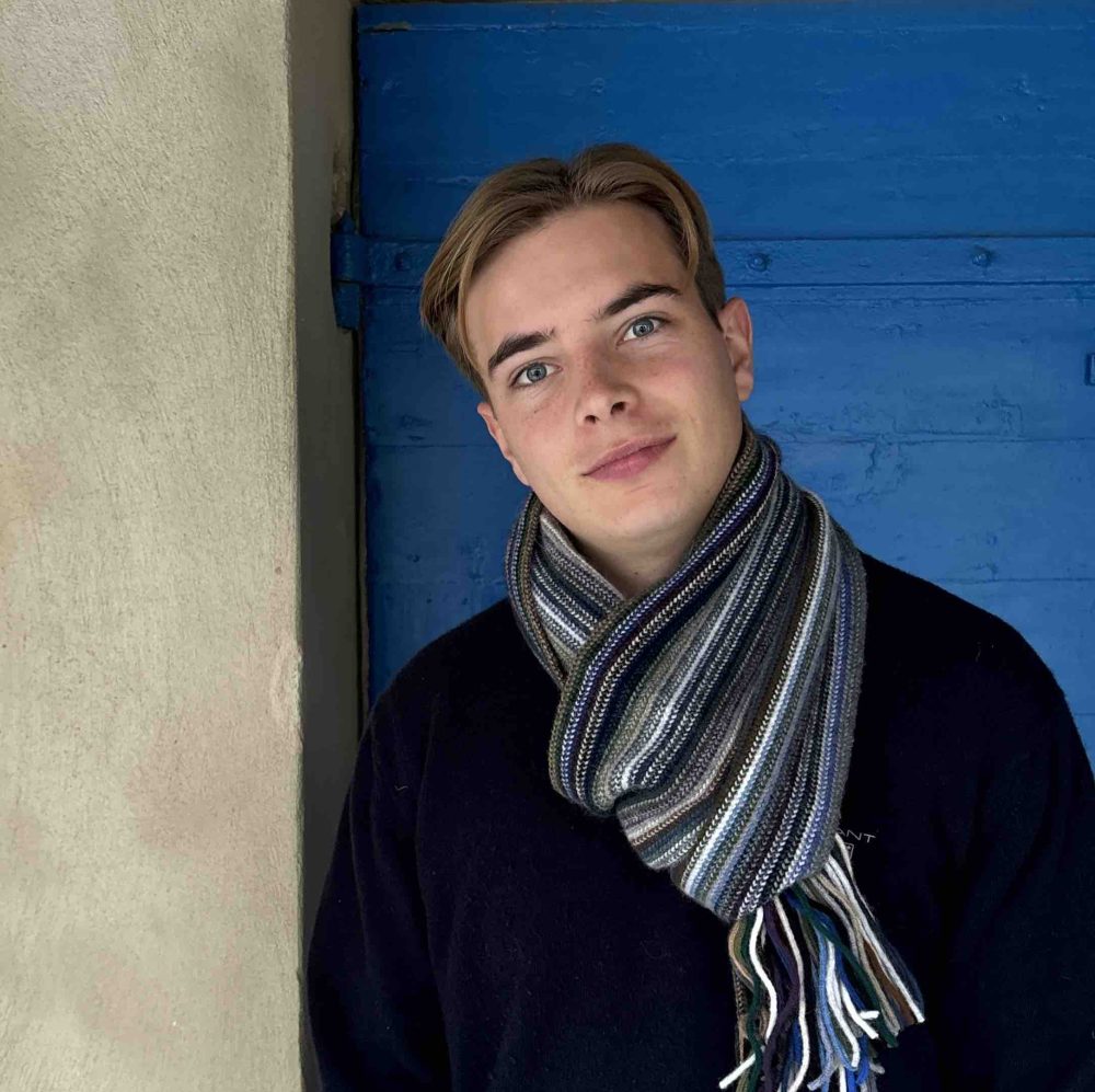 Écharpe rayée bleu – Image 2